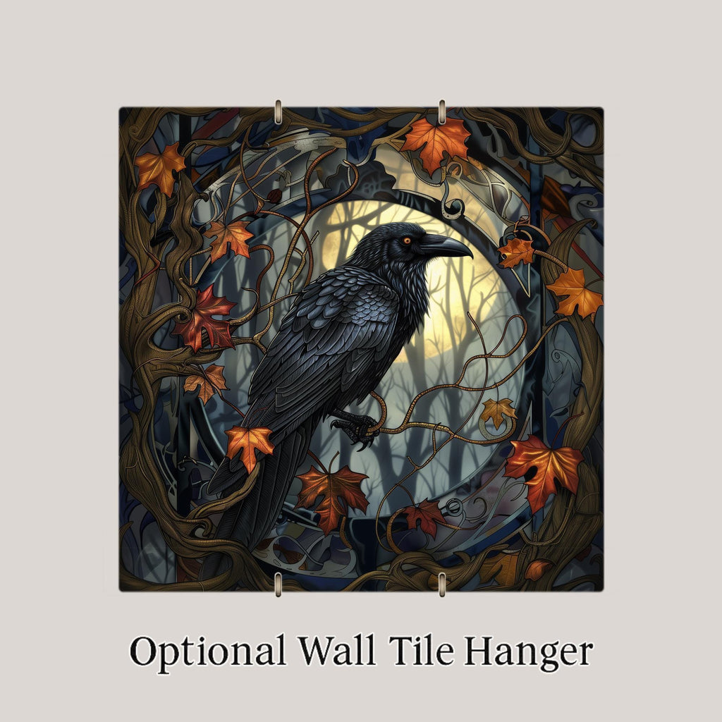 Gothic Raven Ceramic Art Tile: Whimsical Wall Decor Cottagecore Gift Fantasy Home Decor Wall Art