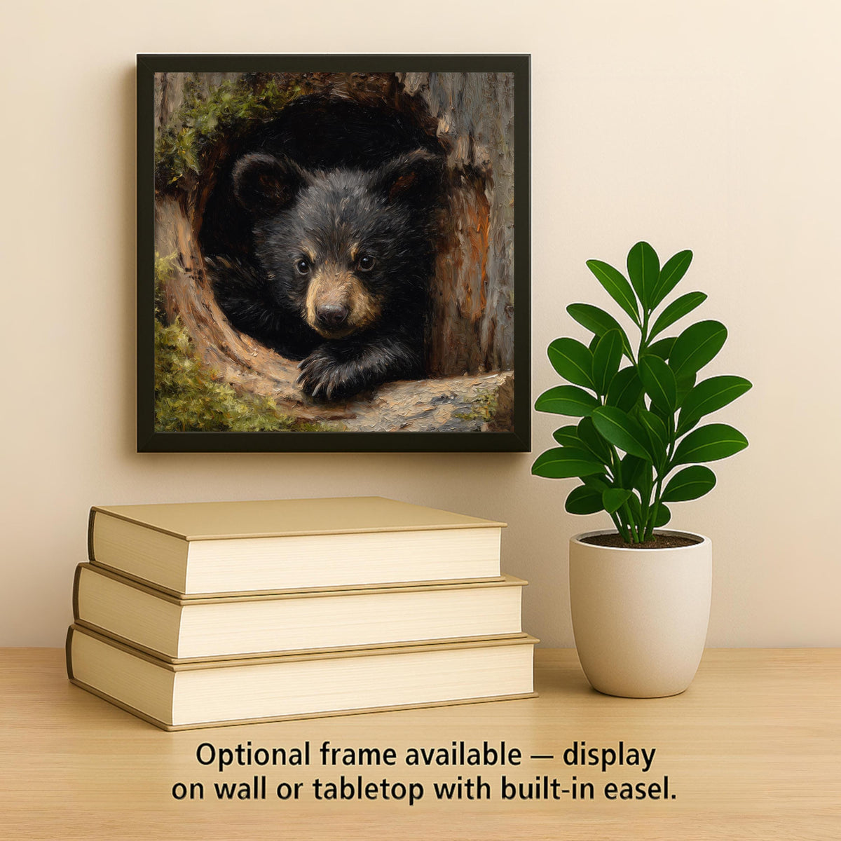 Black Bear Cub Ceramic Art Tile – Woodland Wildlife Wall Decor, Rustic Cabin Nature Lover Gift