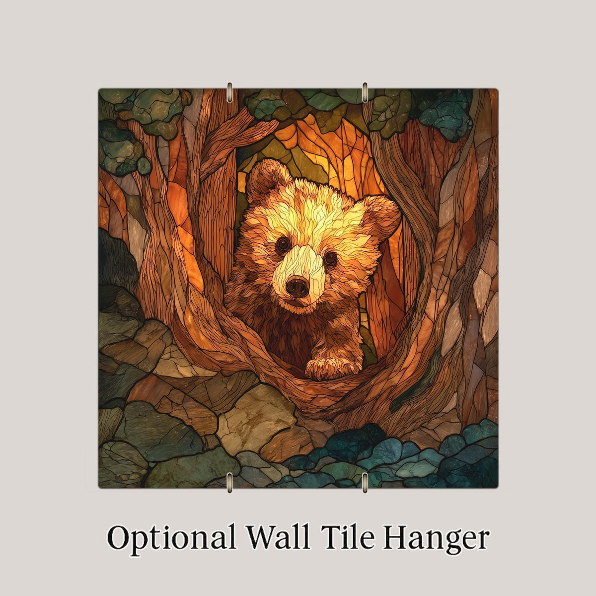 Bear Cub Wall Art Ceramic Tile Baby Bear Gift Woodland Animal Decor Cabin Nature Art