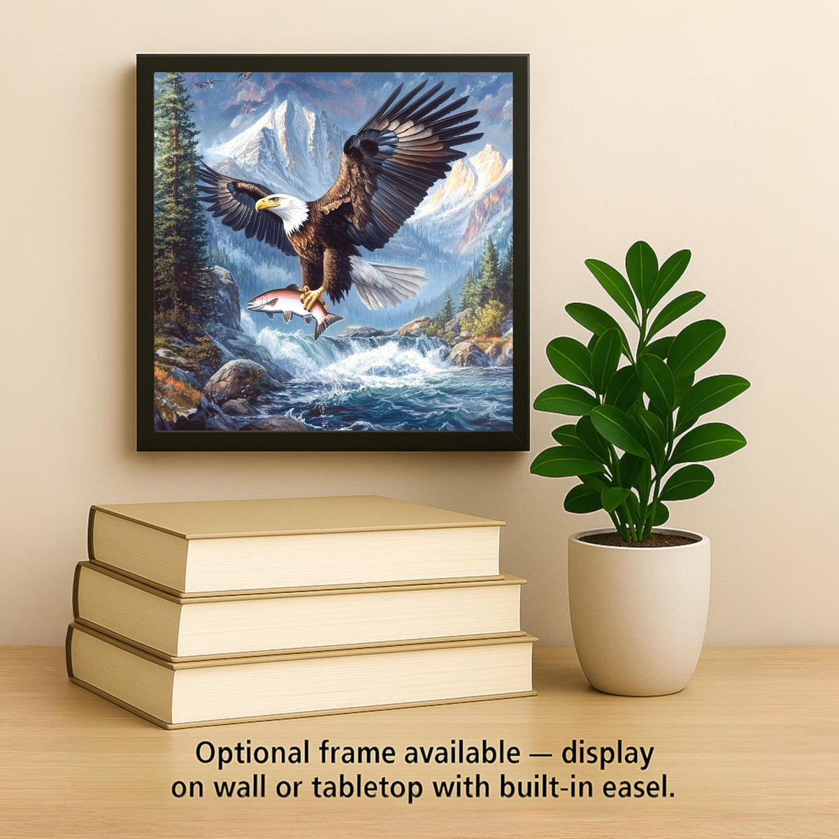Bald Eagle Stained Glass Style Ceramic Art Tile: Nature Wall Decor Bird Lover Gift Home Decor Wall Art