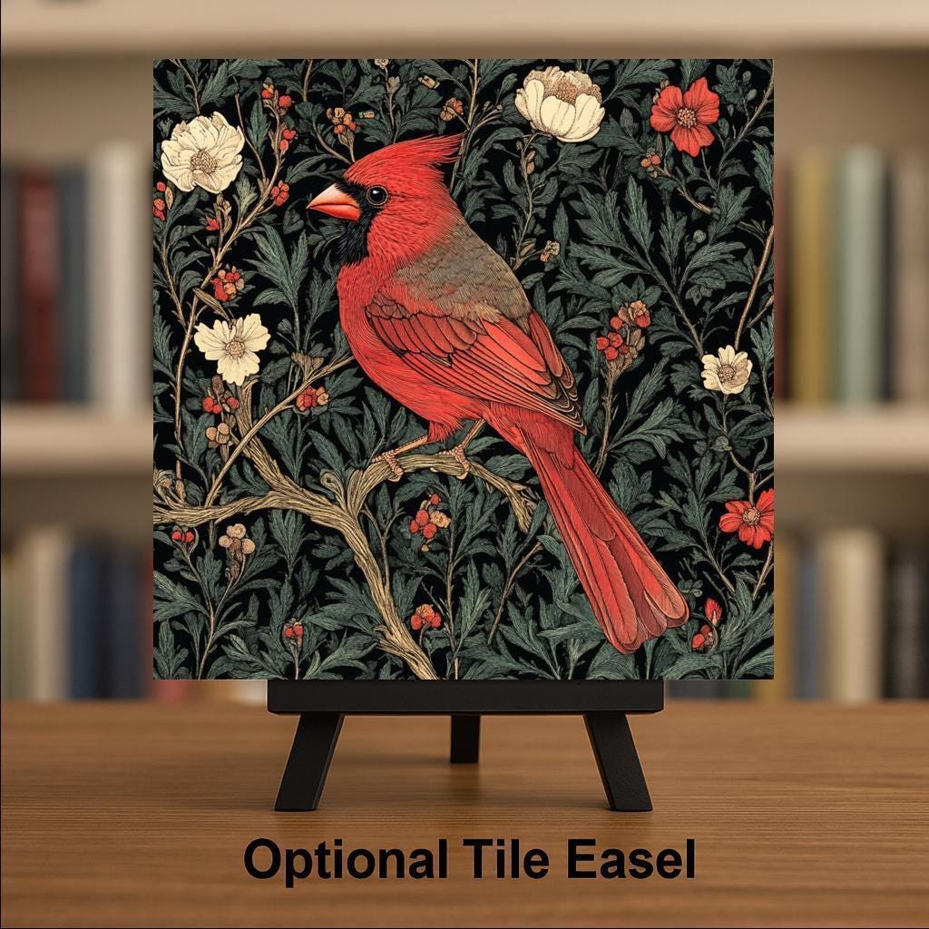 Cardinal William Morris Ceramic Art Tile: Memorial Keepsake Sympathy Gift Remembrance Home Decor Wall Art