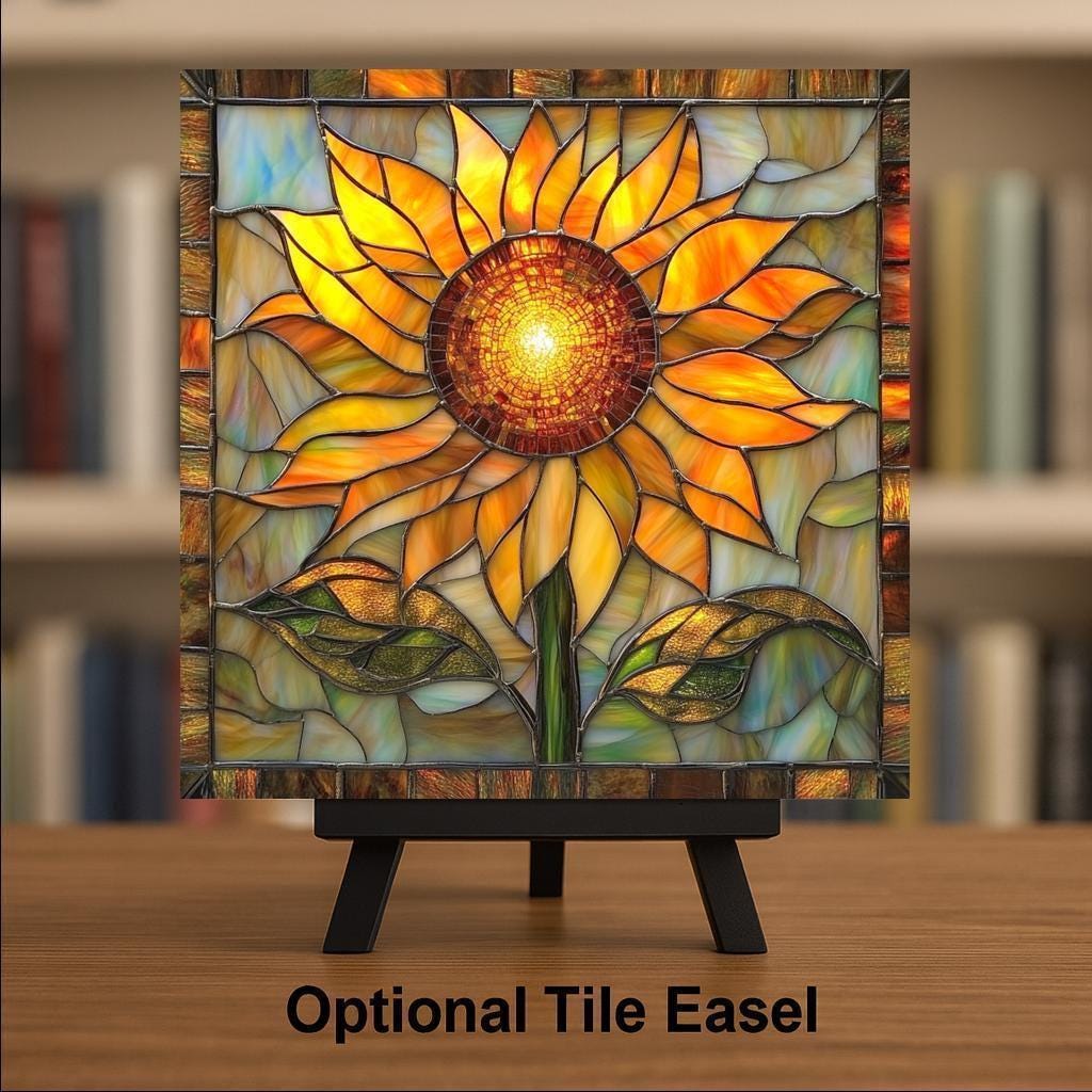 Sunflower Wall Art Ceramic Tile Garden Lover Gift Kitchen Decor Floral Art Sunflower Gift Art Tile