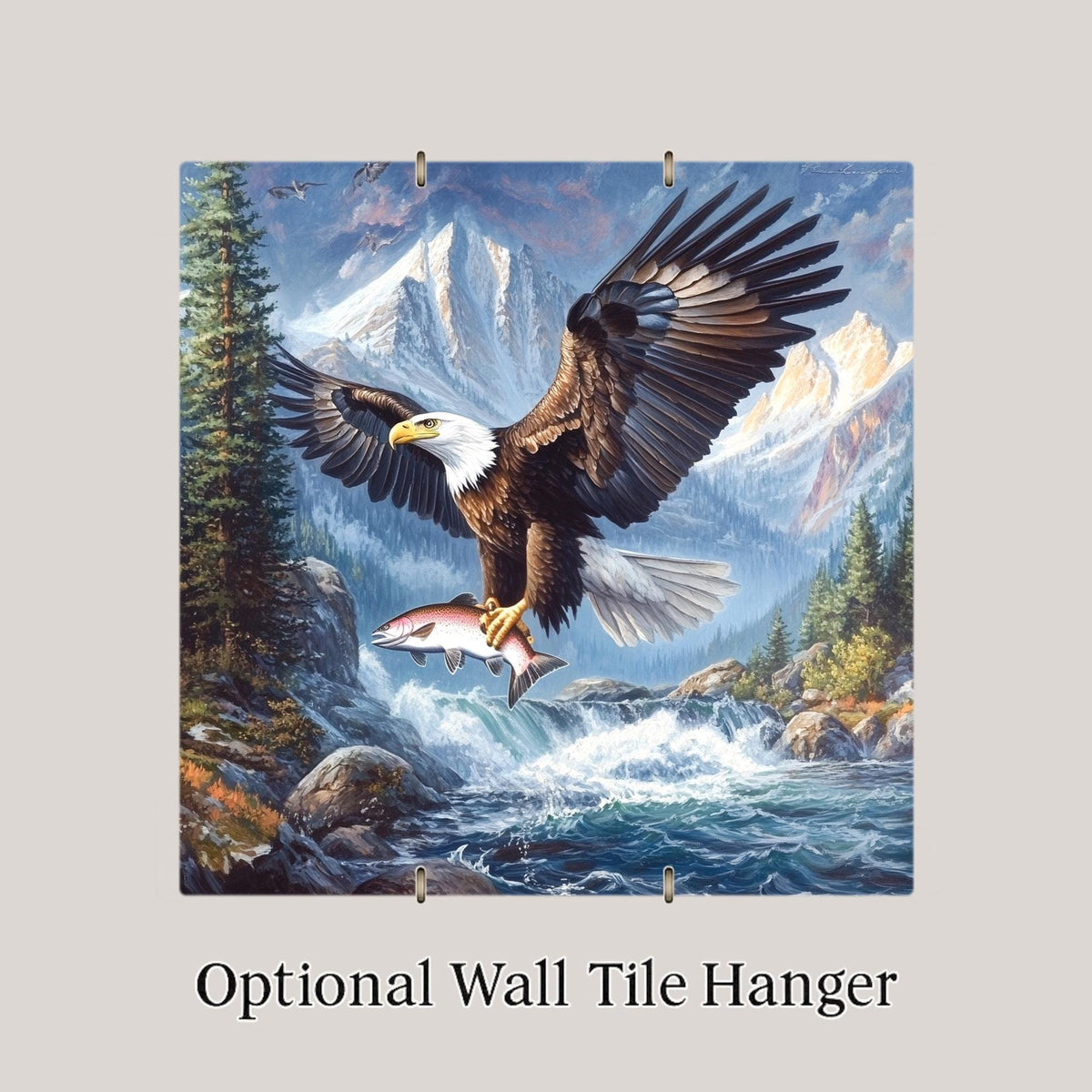 Bald Eagle Stained Glass Style Ceramic Art Tile: Nature Wall Decor Bird Lover Gift Home Decor Wall Art