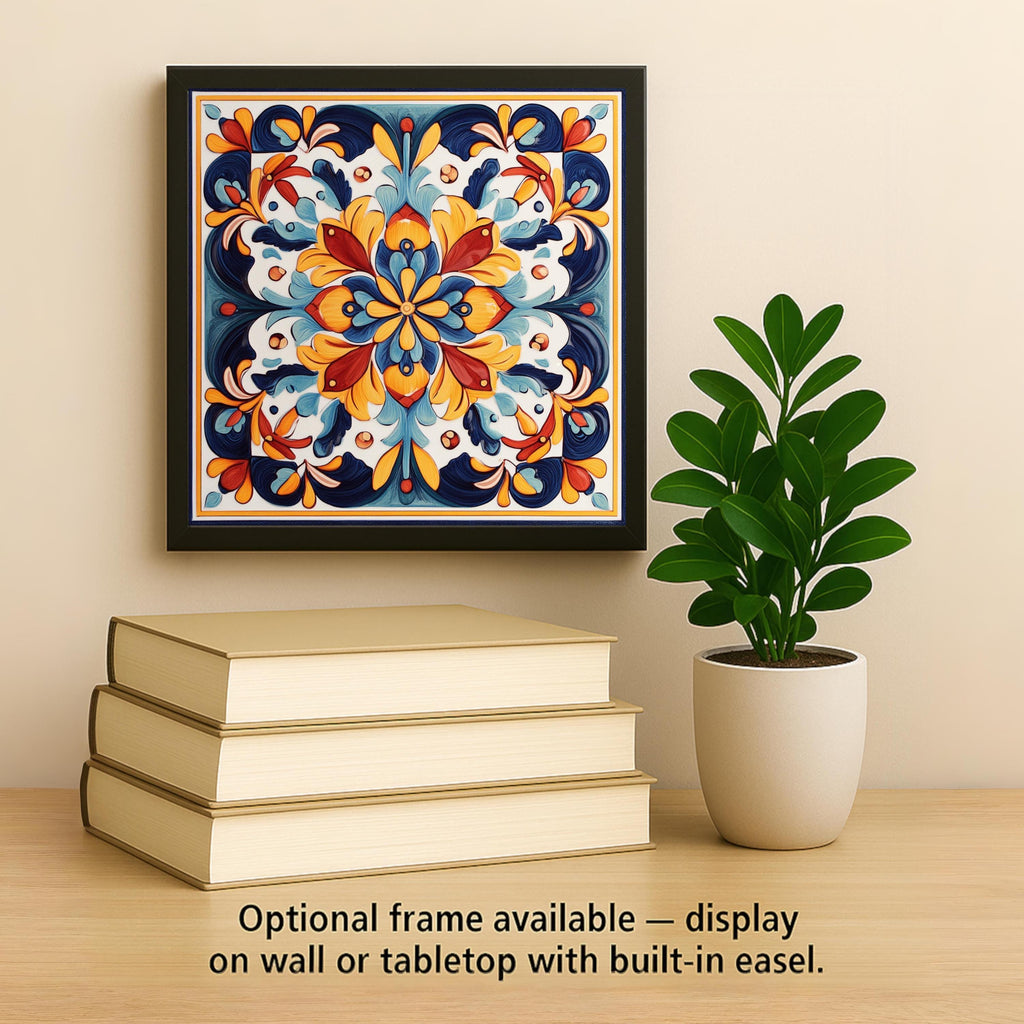Talavera Wall Art Ceramic Tile Mexican Folk Art Decor Floral Mandala Kitchen Home Decor Colorful Southwestern Nature Art