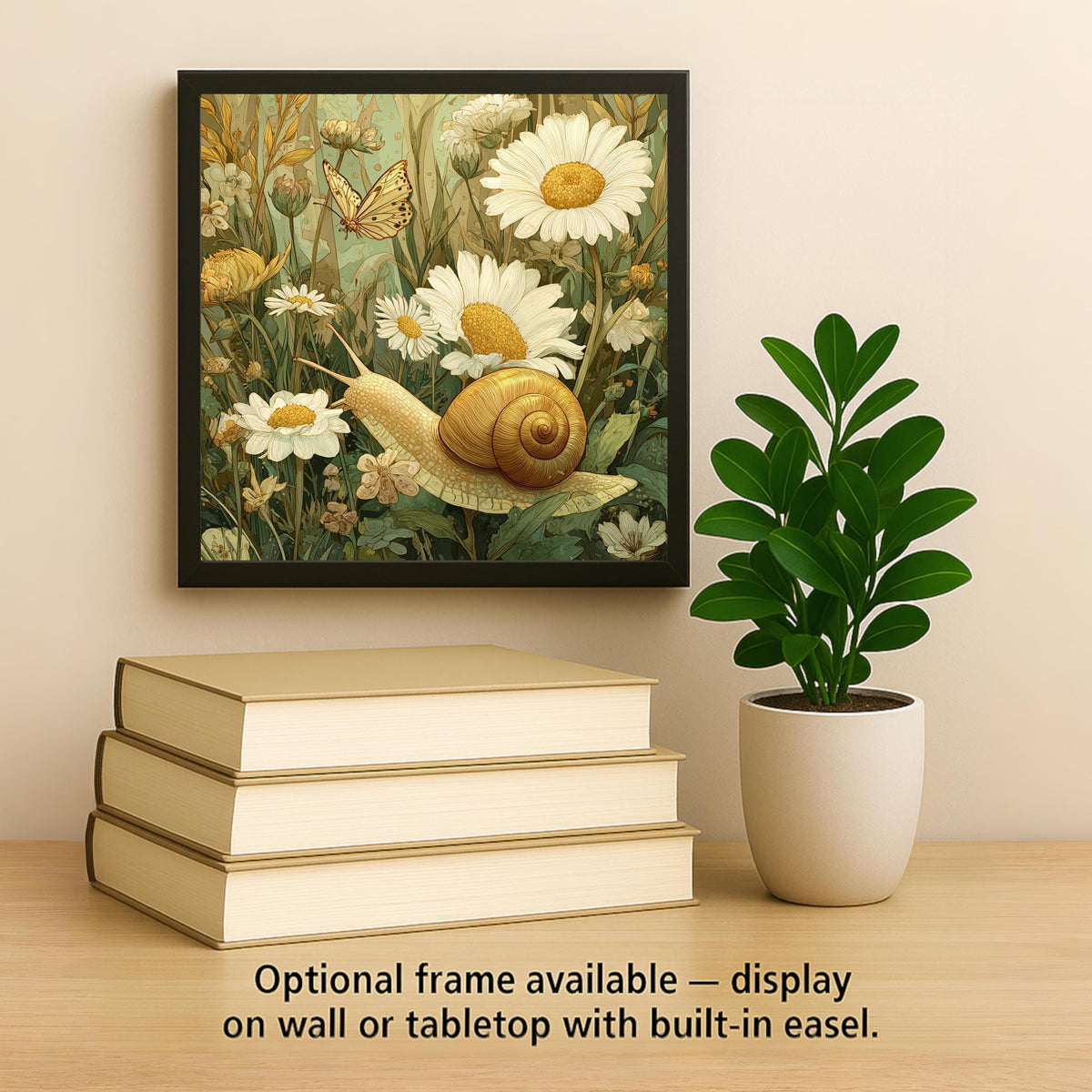 Snail and Daisy Peaceful Wall Art Ceramic Tile – Stained Glass Style, Nature Inspired Home Decor
