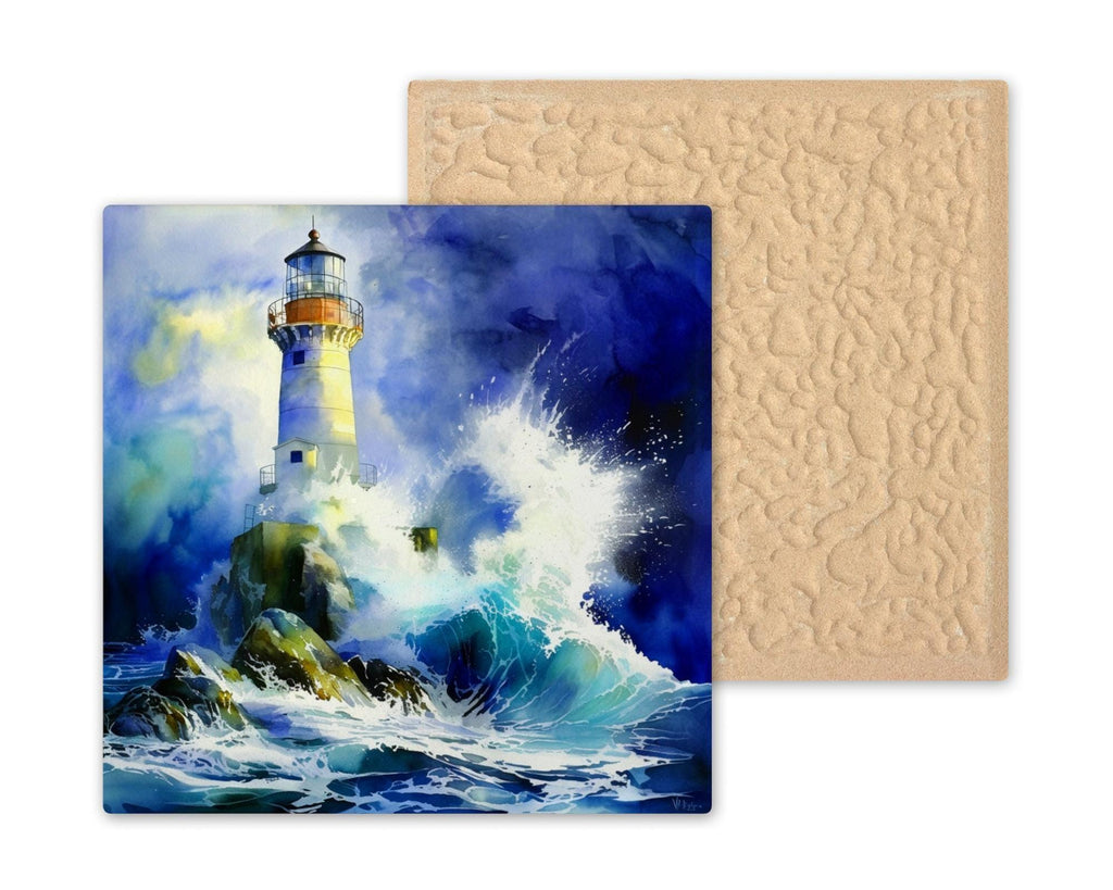 Lighthouse Ceramic Art Tile: Coastal Wall Decor Beach House Accent Ocean Home Decor Wall Art Nautical Seascape Maritime Lighthouse Art