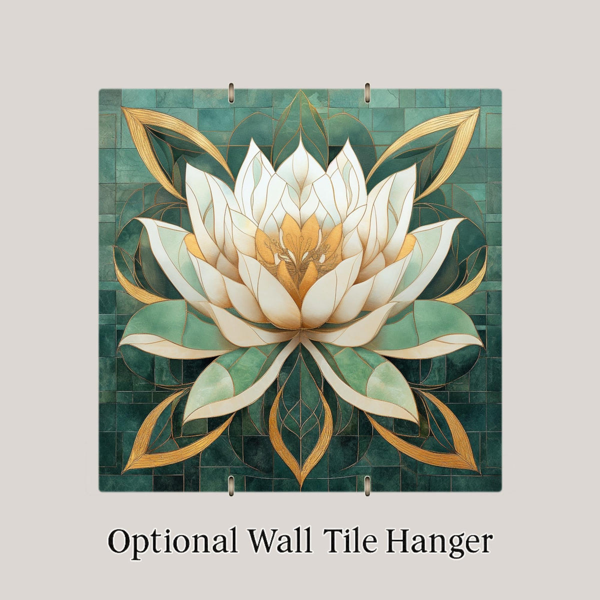 Lotus Flower Wall Art Ceramic Tile Yoga Gift Jade Zen Art Spiritual Gift for Her Memorial Mindfulness Meditation Stained Glass Style Decor
