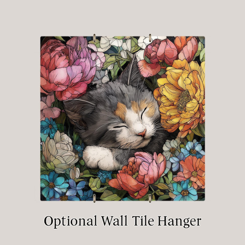 Sleeping Kitten Wall Art Ceramic Tile Cat Lover Gift Cottagecore Cat Decor Kitten Art Housewarming Cat Tile