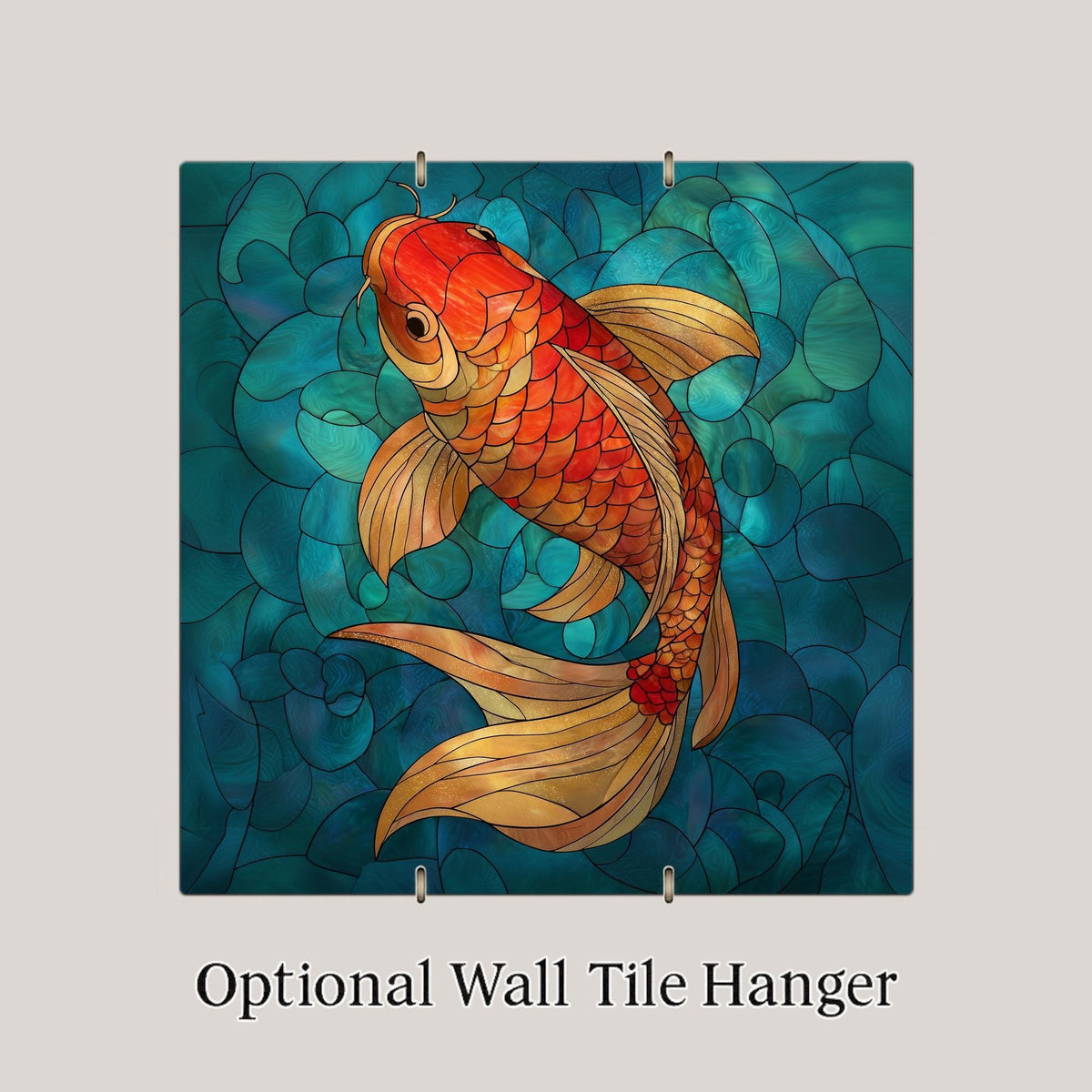 Japanese Koi Ceramic Art Tile – Zen Pond Wall Decor, Asian Water Garden Spa Gift