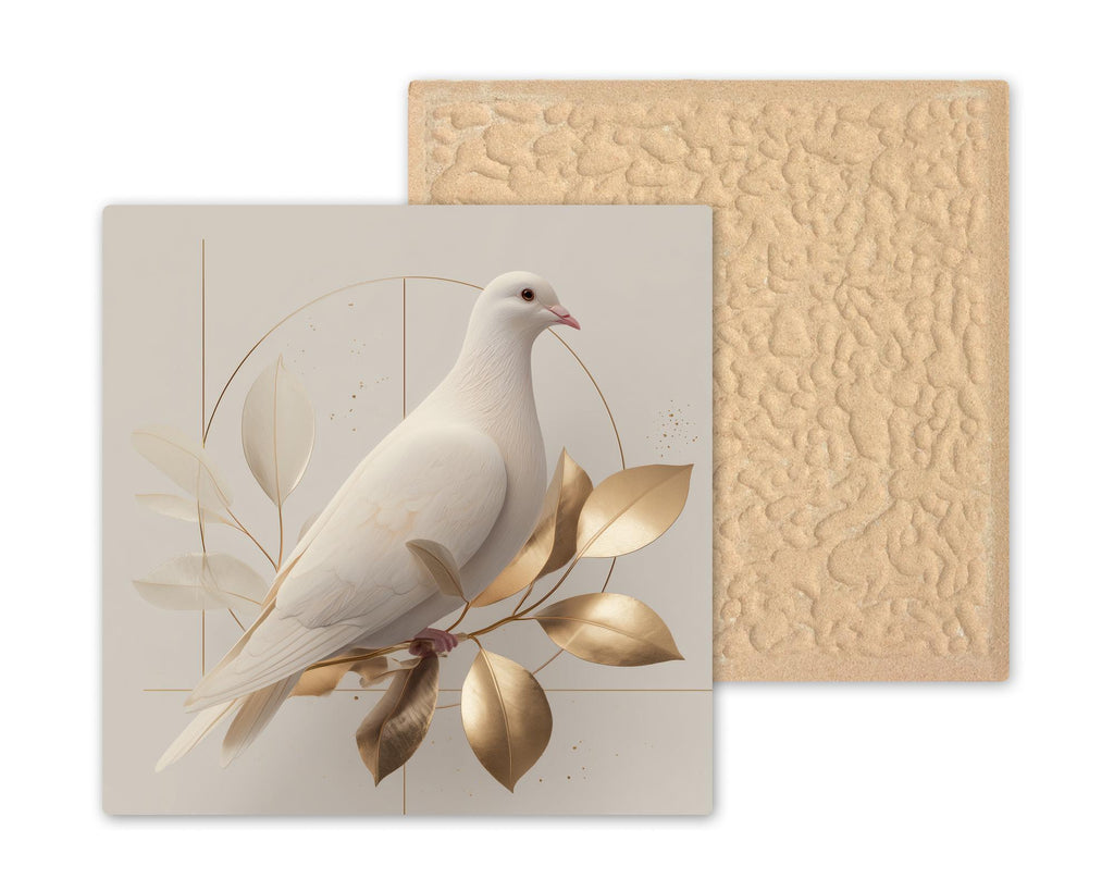 White Dove Ceramic Art Tile – Modern Minimal Wall Decor, Peace Symbolic Sympathy Gift