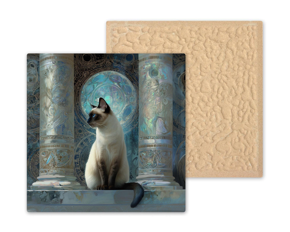 Siamese Cat Wall Art Ceramic Tile Cat Lover Gift Celestial Cat Decor Siamese Gift Mystical Cat Art Tile