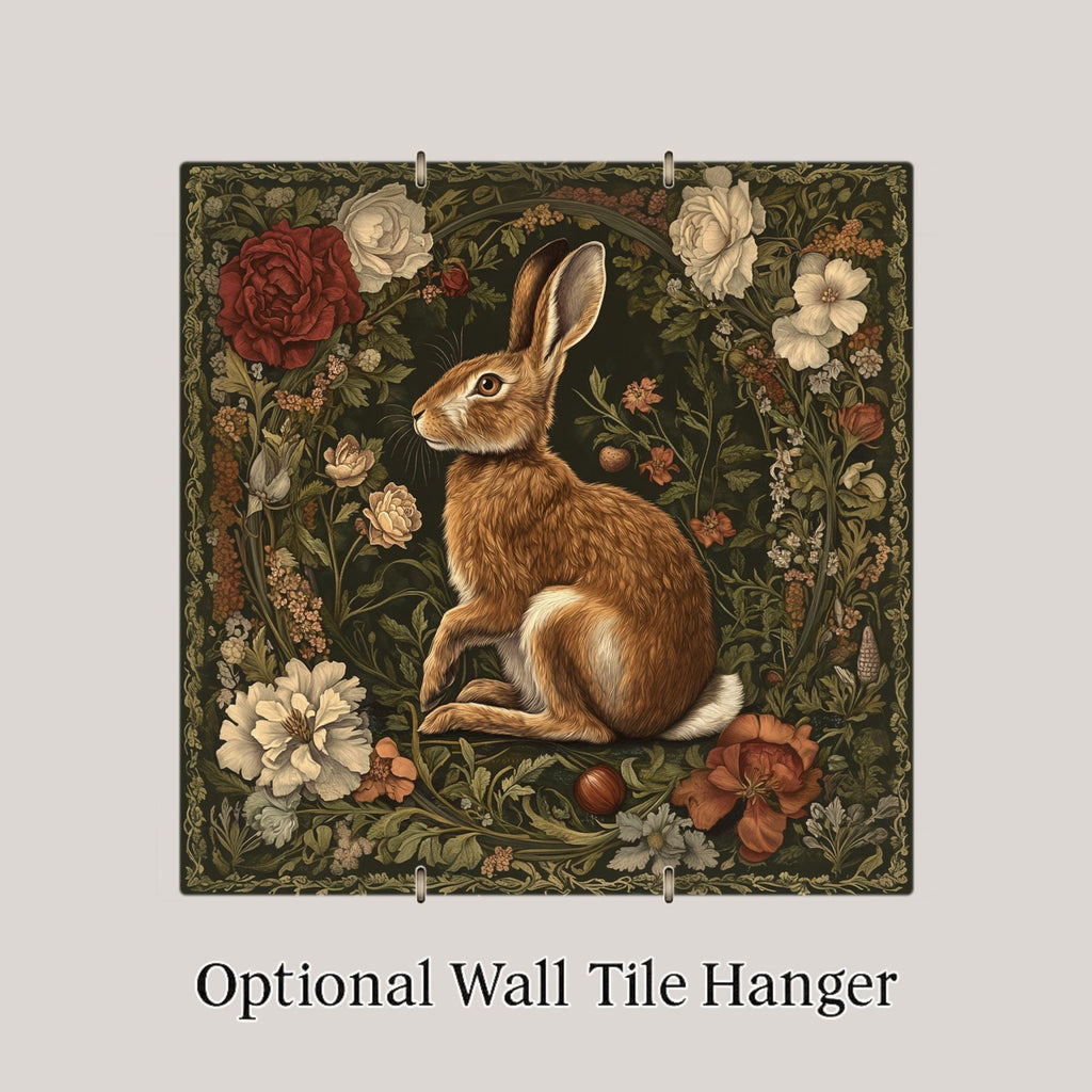 Hare William Morris Ceramic Art Tile: Cabin Wall Decor Nature Lover Gift Woodland Home Decor Wall Art