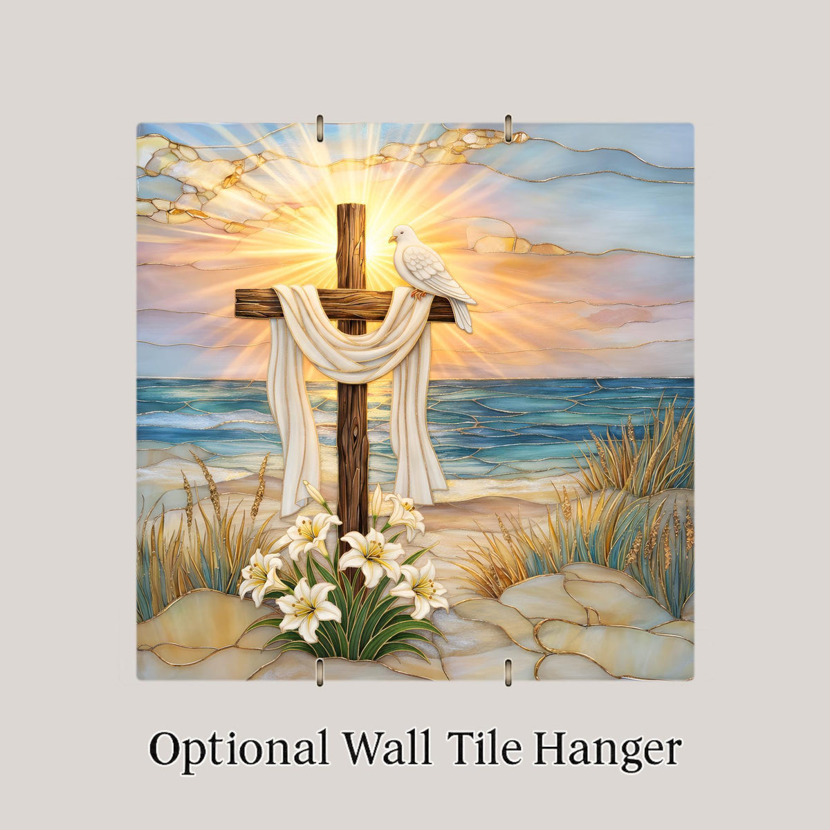 Christian Wall Art Ceramic Tile – Cross Wall Art Ceramic Tile – Coastal Religious Decor, Easter Home Decor, Faith Wall Decor