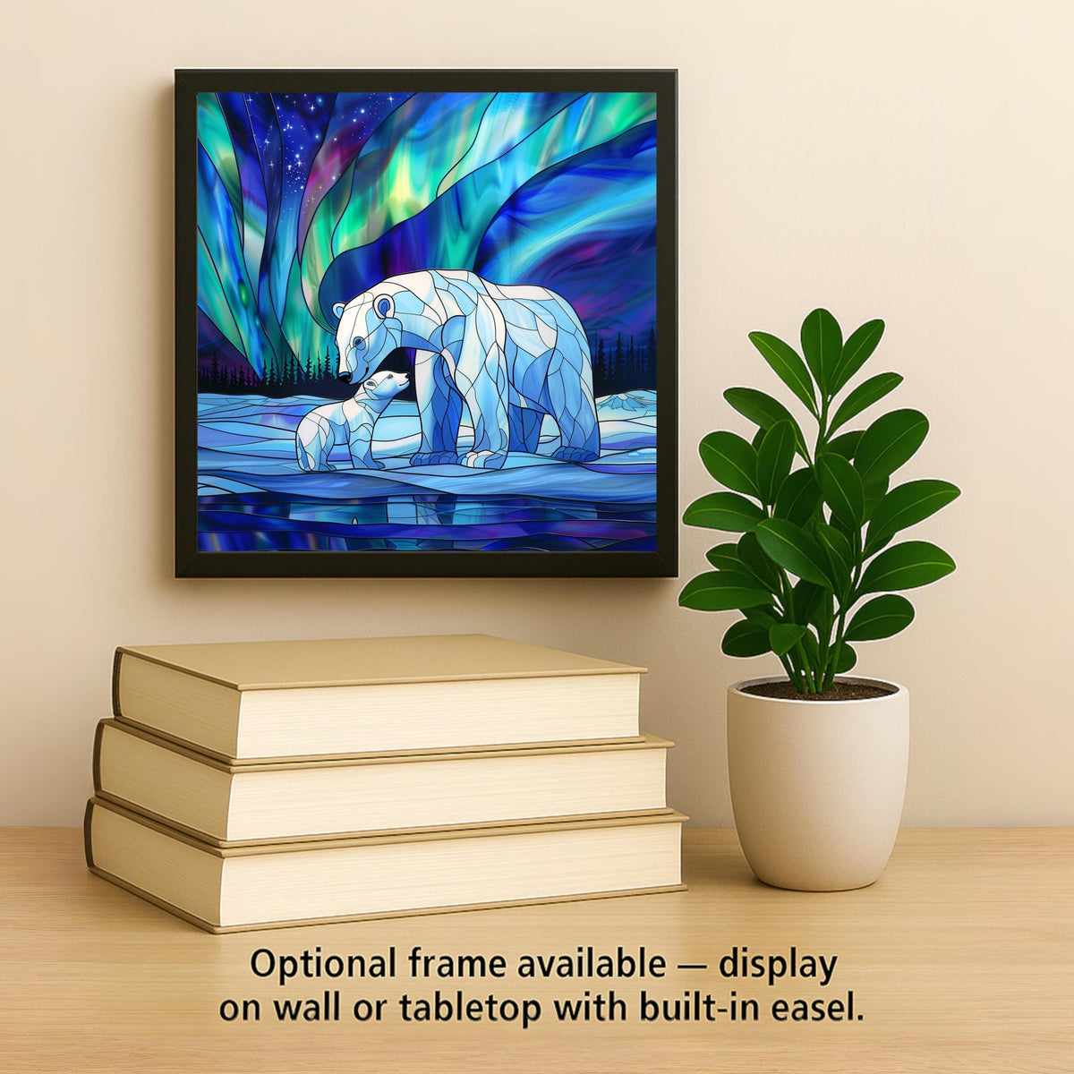 Polar Bear Wall Art Ceramic Tile Arctic Wildlife Decor Northern Lights Gift Nature Lover Cabin Art
