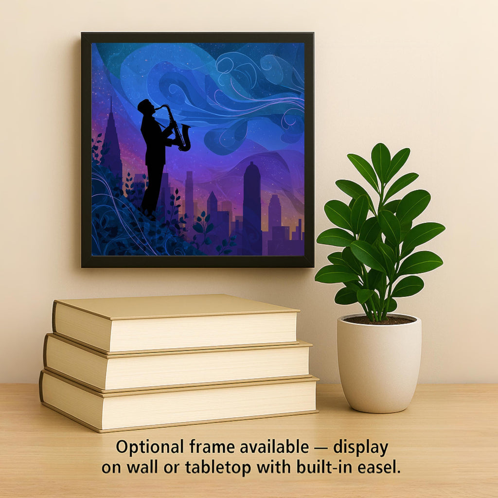 Jazz Saxophonist Wall Art Ceramic Tile Music Lover Gift Jazz Decor Saxophone Art Night Sky Musician Tile