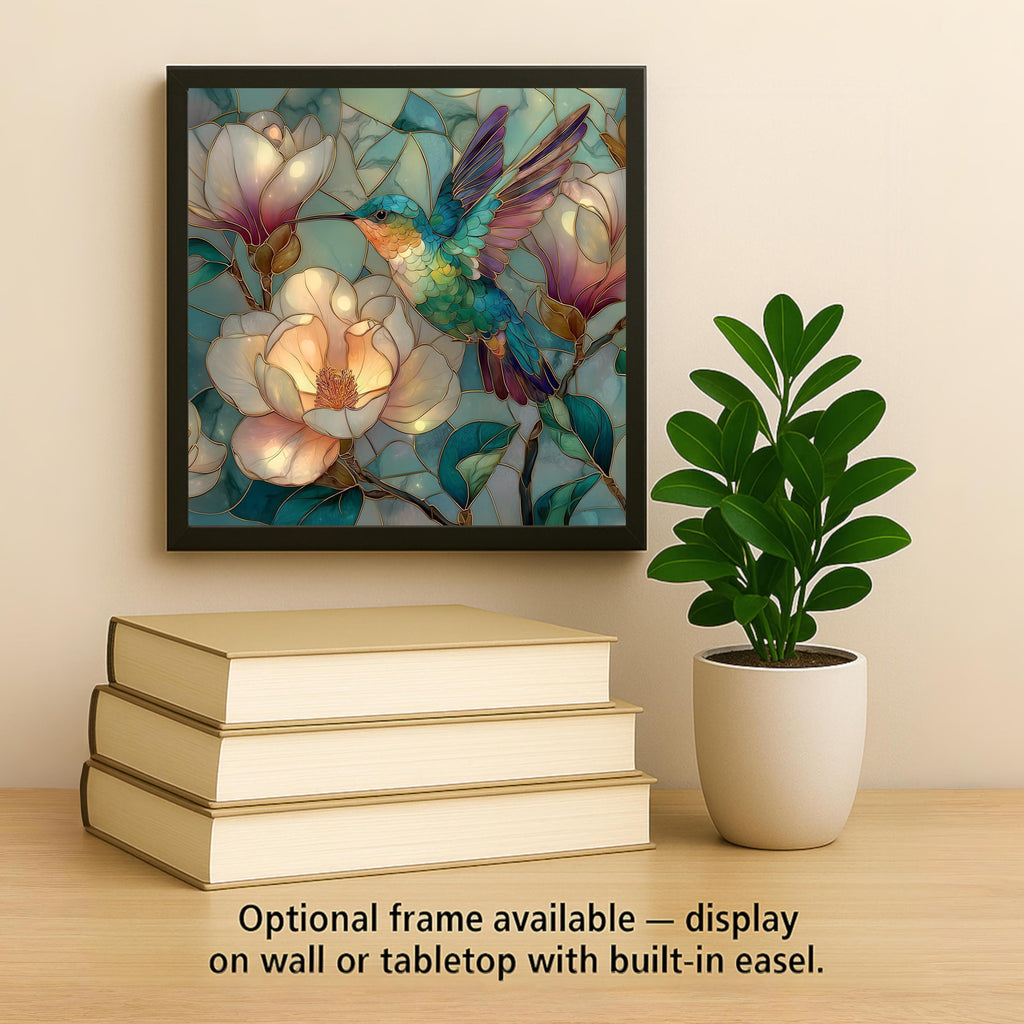Hummingbird Wall Art Ceramic Tile Nature Lover Gift Garden Decor Bird Lover Gift Magnolia Floral Bird Tile