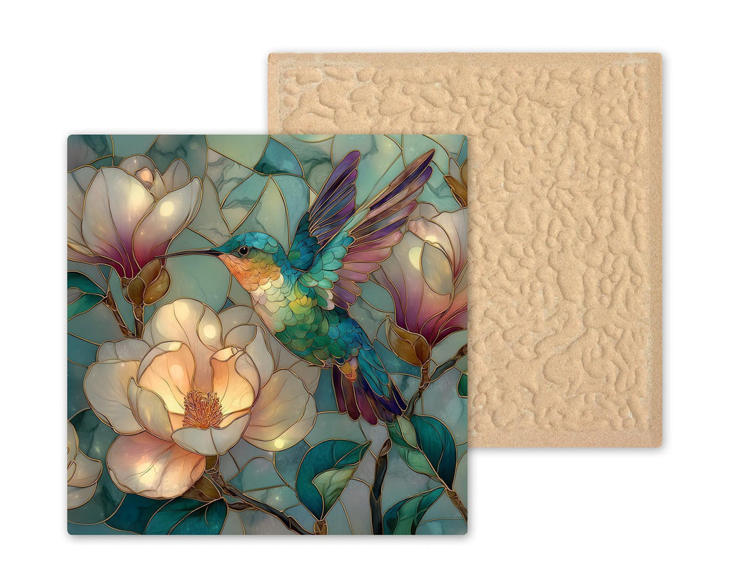 Hummingbird Wall Art Ceramic Tile Nature Lover Gift Garden Decor Bird Lover Gift Magnolia Floral Bird Tile