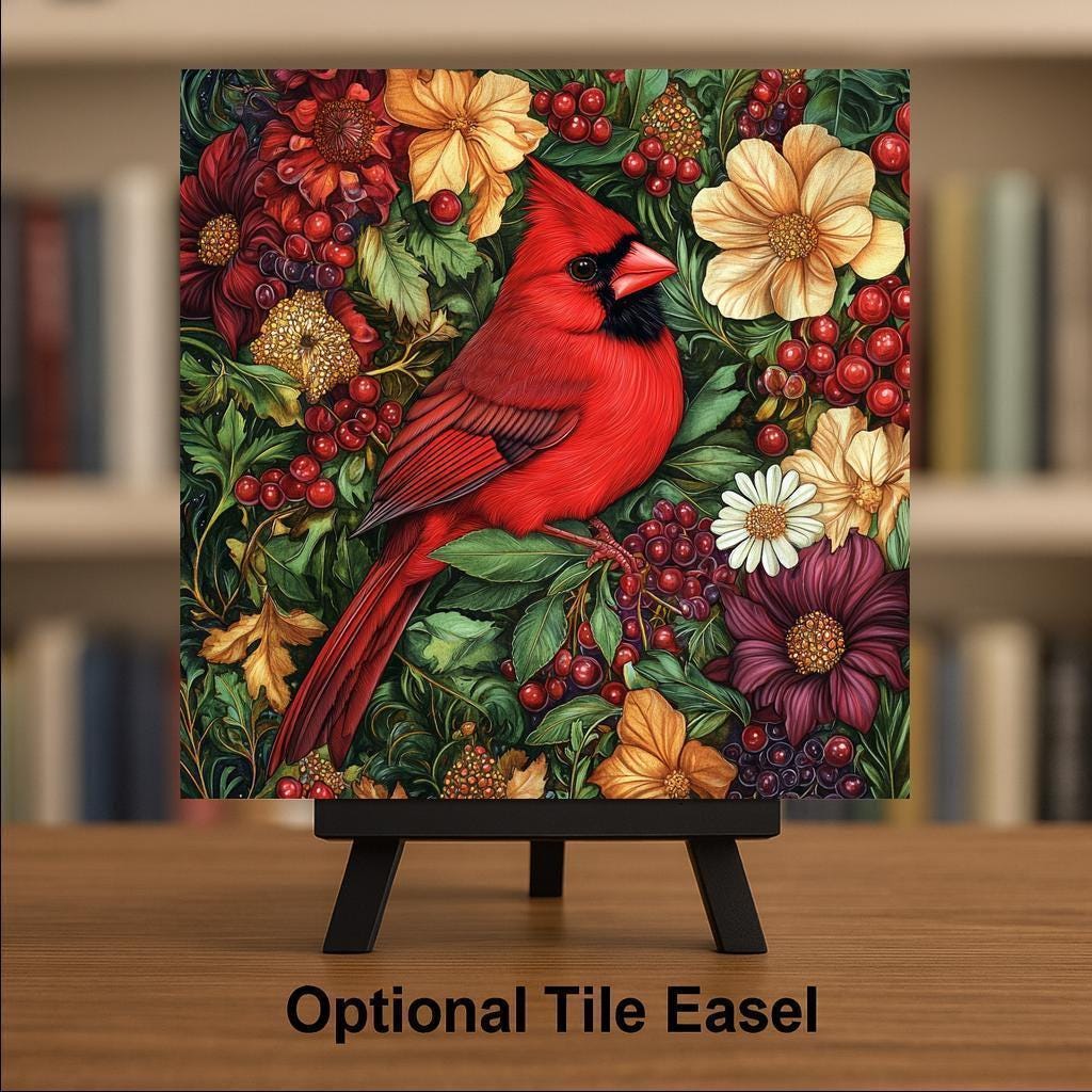 Cardinal Ceramic Art Tile: Memorial Keepsake Sympathy Gift Remembrance Home Decor Wall Art