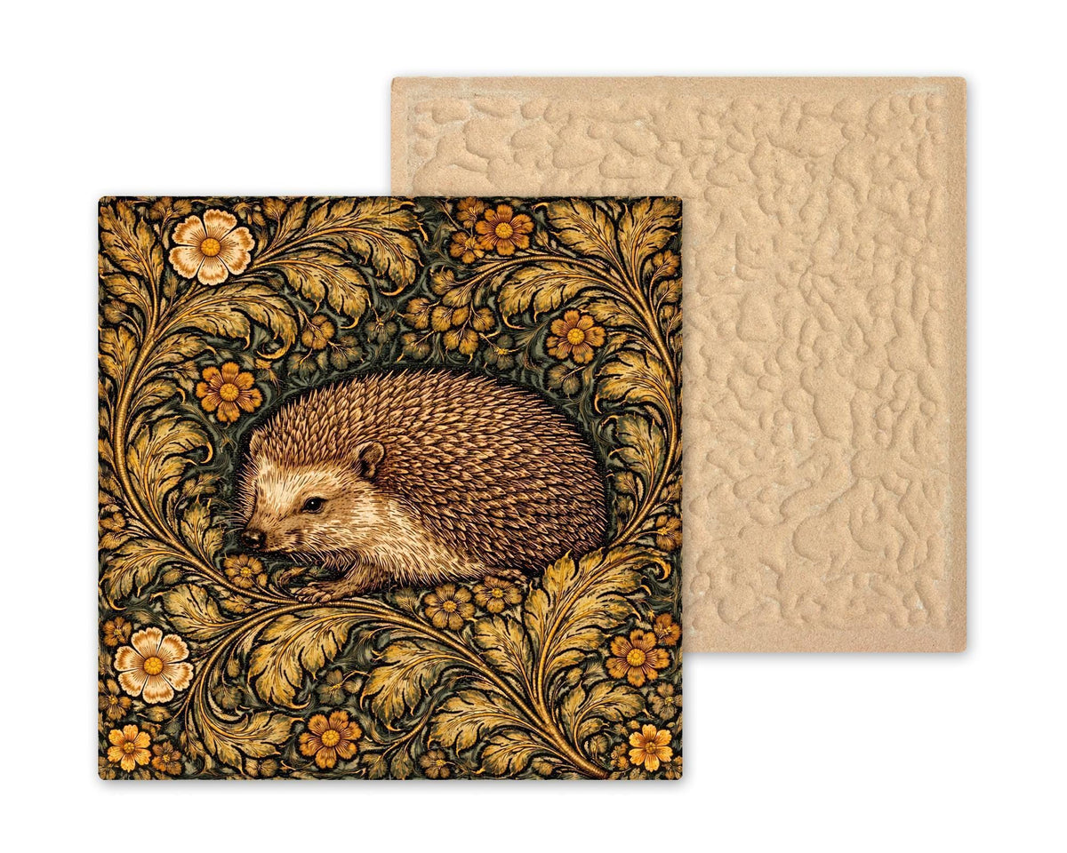 Hedgehog Woodland Wall Art Ceramic Tile – Cottagecore Nursery Decor – Forest Animal Baby Shower Gift