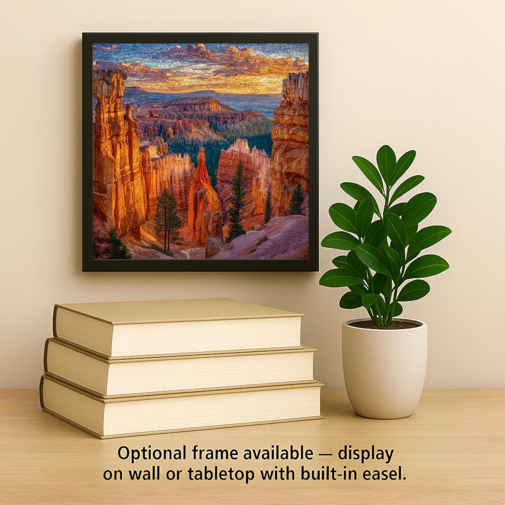 Bryce Canyon Ceramic Tile Wall Art - Utah Hoodoos Stained Glass Style National Park Desert Landscape Home Decor