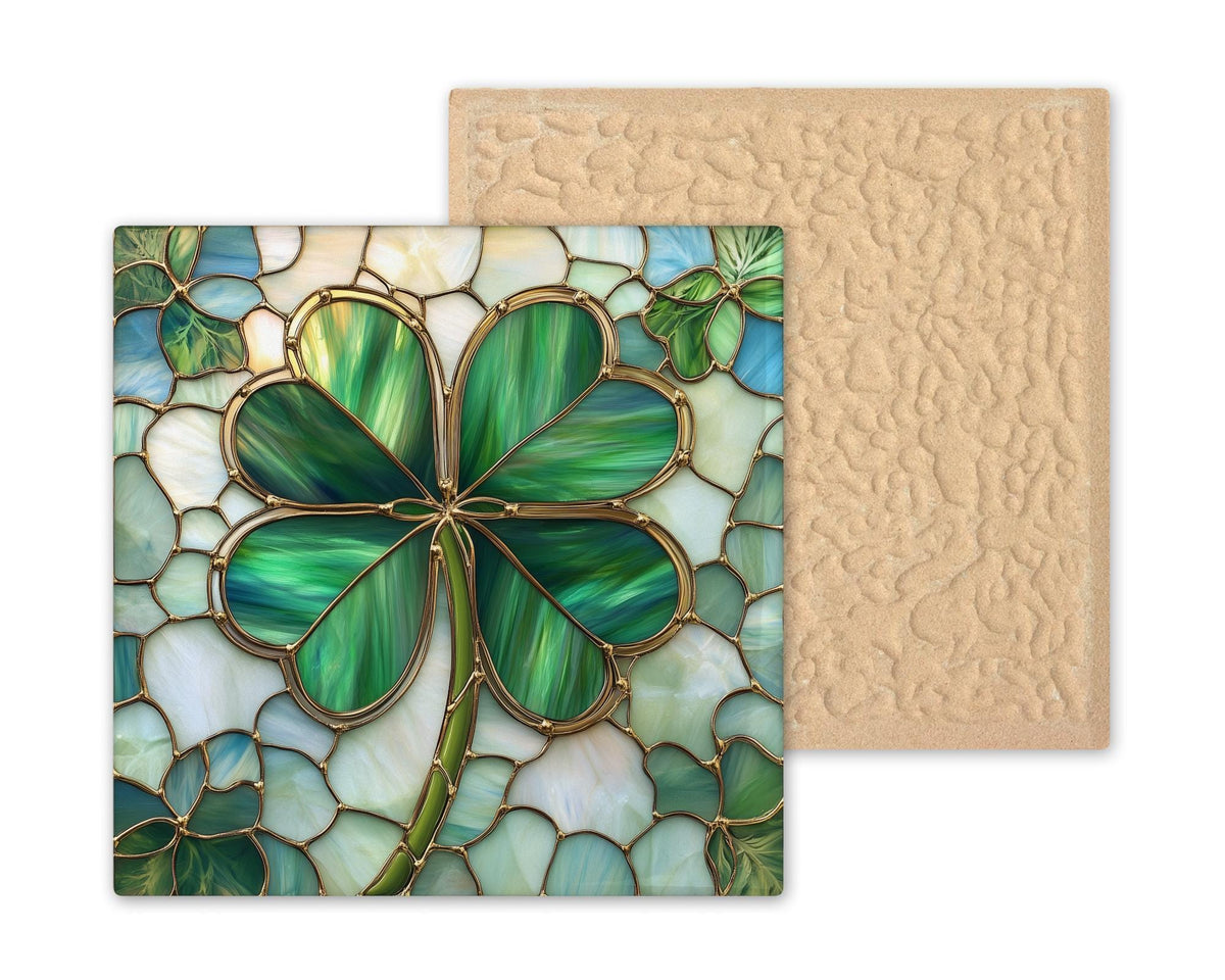 Shamrock Wall Art Ceramic Tile Irish Gift Good Luck Decor St Patrick Art Celtic Home Nature Gift Tile