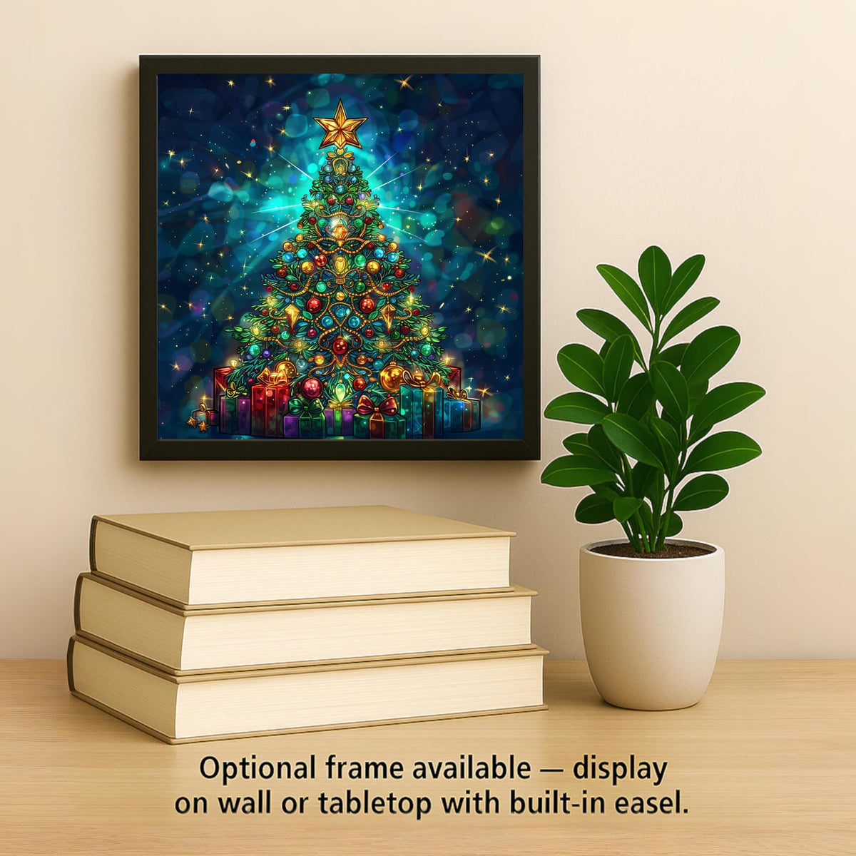 Christmas Tree Wall Art Ceramic Tile Stained Glass Style Holiday Gift Festive Decor Ornament Christmas Nature Gift for Her