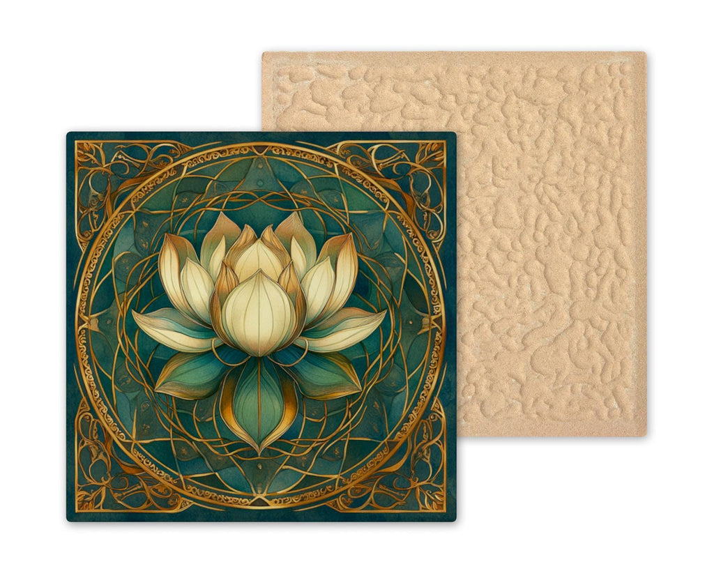 Lotus Flower Stained Glass Style Ceramic Art Tile: Zen Wall Decor Meditation Gift Yoga Home Decor Wall Art