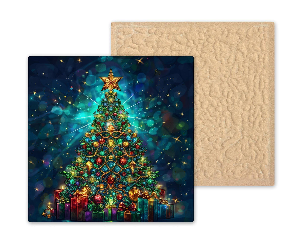 Christmas Tree Wall Art Ceramic Tile Stained Glass Style Holiday Gift Festive Decor Ornament Christmas Nature Gift for Her