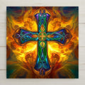 Bold and spiritual, this Fiery Celtic Cross Ceramic Tile features vibrant stained-glass colors and intricate knotwork. Perfect for Christian or Irish home decor, it makes a unique gift for baptisms, Easter, or spiritual celebrations. Add this radiant symbol of faith and tradition to your wall or shelf.