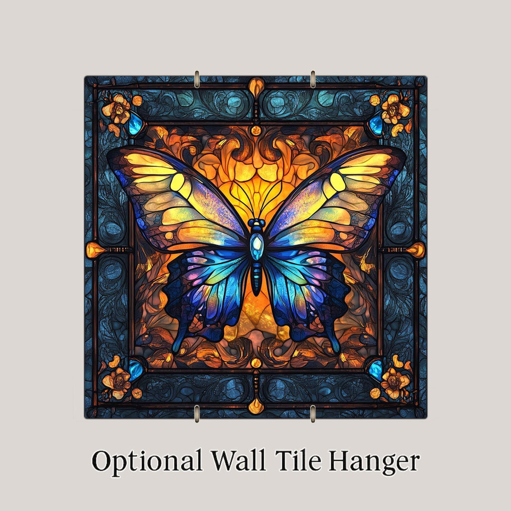 Butterfly Ceramic Art Tile – William Morris Style, Art Nouveau, Memorial Sympathy Gift, Butterfly Lover Botanical Floral