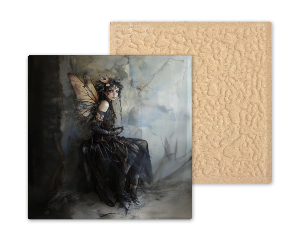 Gothic Fairy Wall Art Ceramic Tile Dark Fantasy Gift Witchy Decor Fairy Lover Gift Moody Art Tile