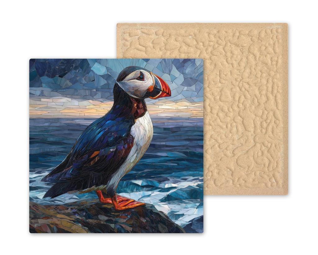 Puffin Ceramic Art Tile – Ocean Wildlife Art, Coastal Bird Gift, Birdwatcher Nautical Nature Decor Sea Art