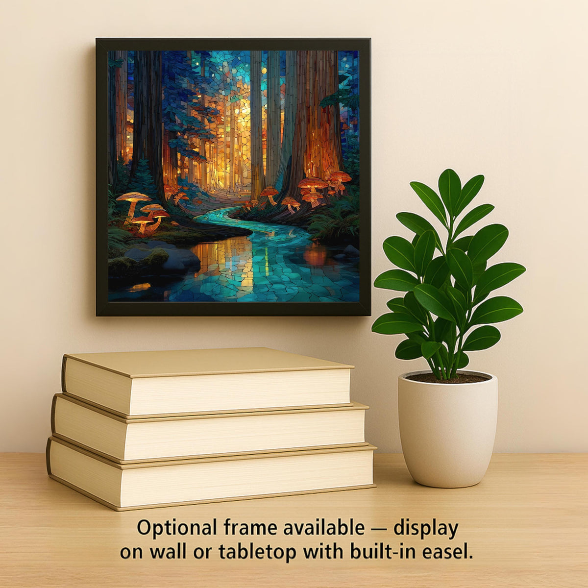 Redwood Forest Wall Art Ceramic Tile Nature Gift Stained Glass Style Decor Enchanted Forest Art Hiker Gift Tile