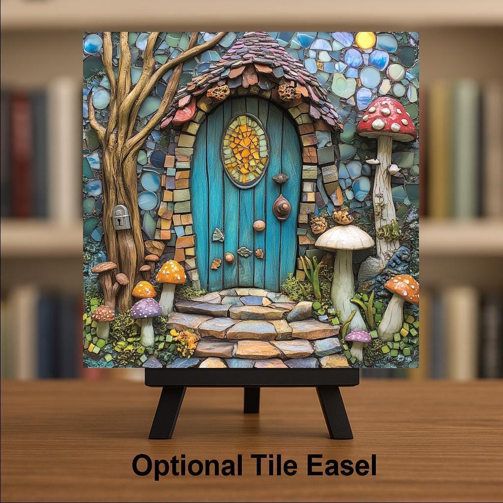 Fairy House Wall Art Ceramic Tile Whimsical Cottage Decor Fairy Garden Gift Magical Woodland Wall Decor Accent Tile