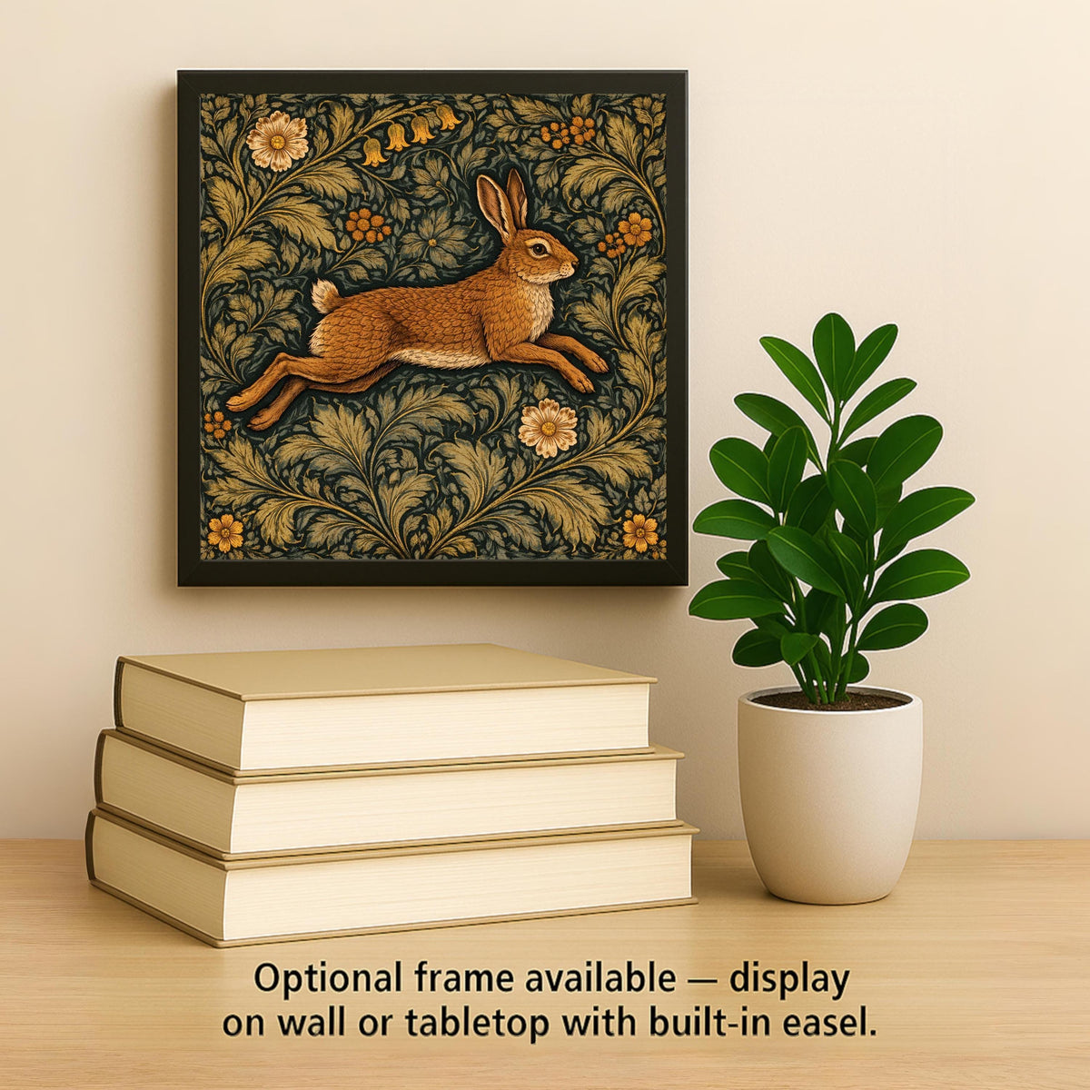 Hare William Morris Ceramic Art Tile – Arts and Crafts Woodland Wall Decor, Cottagecore Heritage Gift