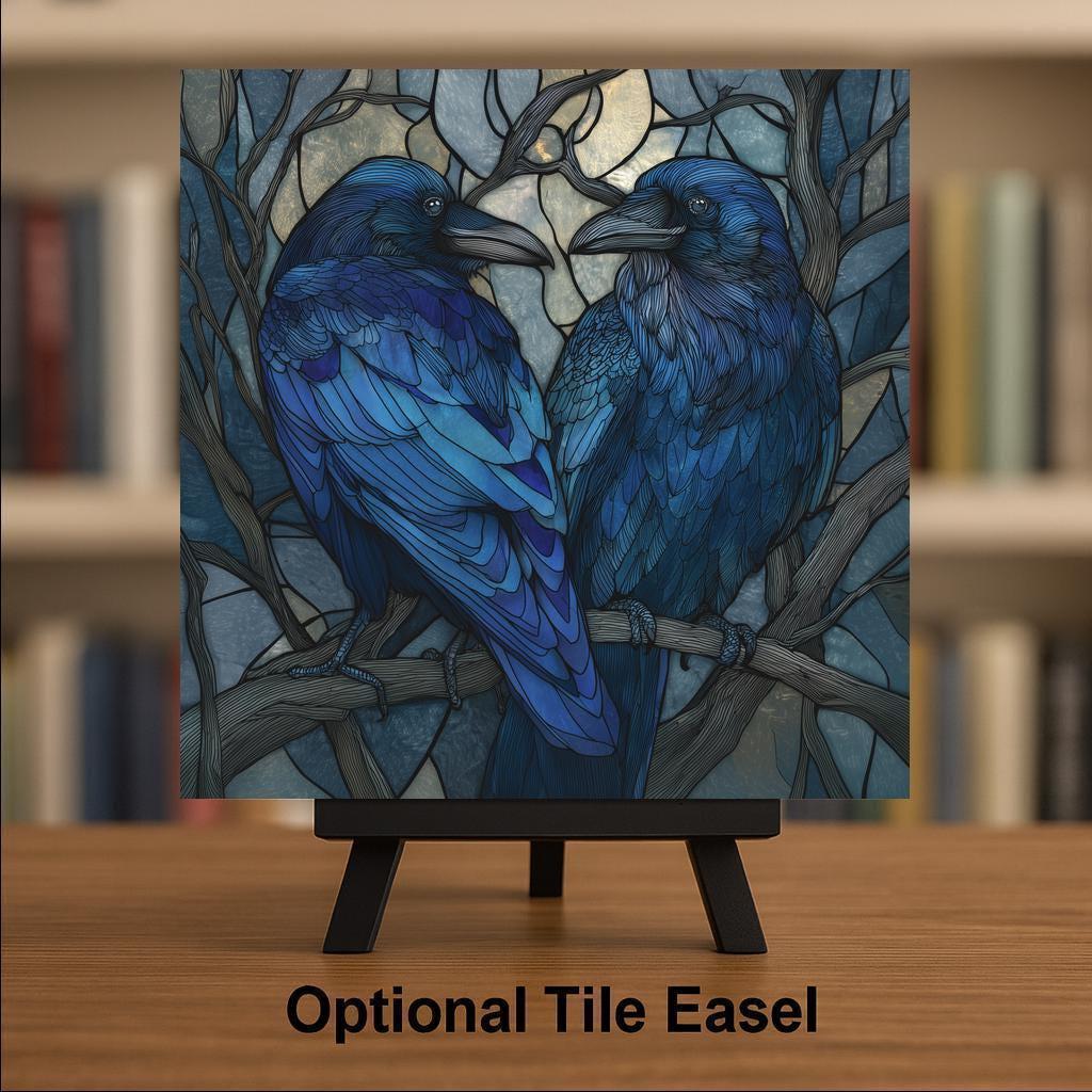 Mystical Raven Wall Art Ceramic Tile Gothic Bird Gift Dark Art Raven Lover Dark Art Lover Gift for Him Anniversary Gothic Aesthetic