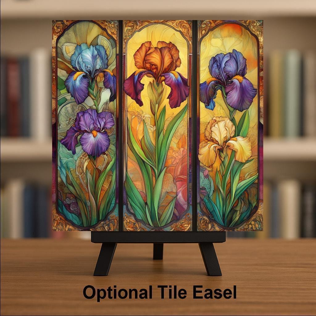 Iris Flower Wall Art Ceramic Tile Floral Gift Garden Decor Iris Lover Art Botanical Nature Gift Birdwatcher