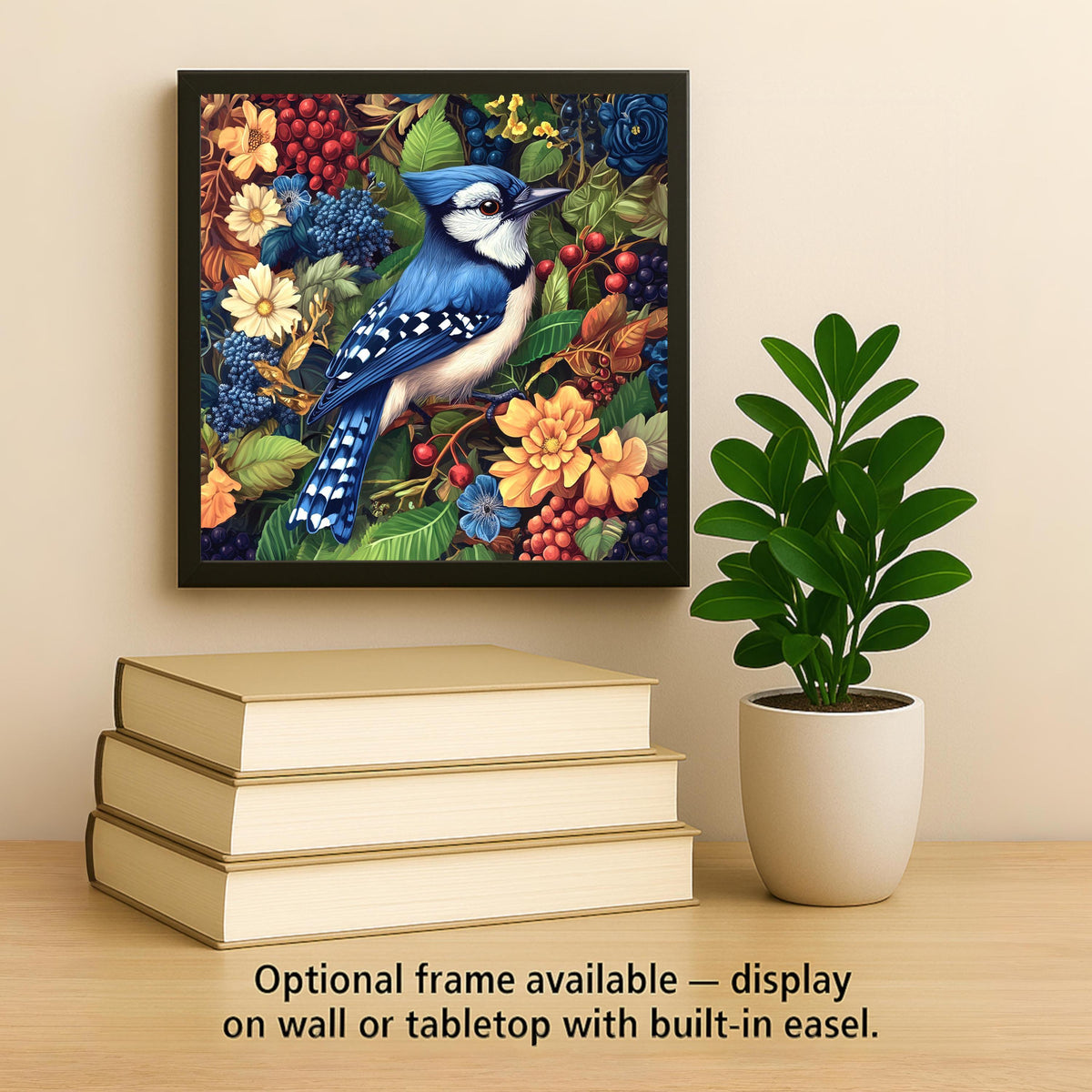 Blue Jay Wall Art Ceramic Tile Art Nouveau Gift William Morris Cottagecore Bird Decor Birdwatcher Nature Art