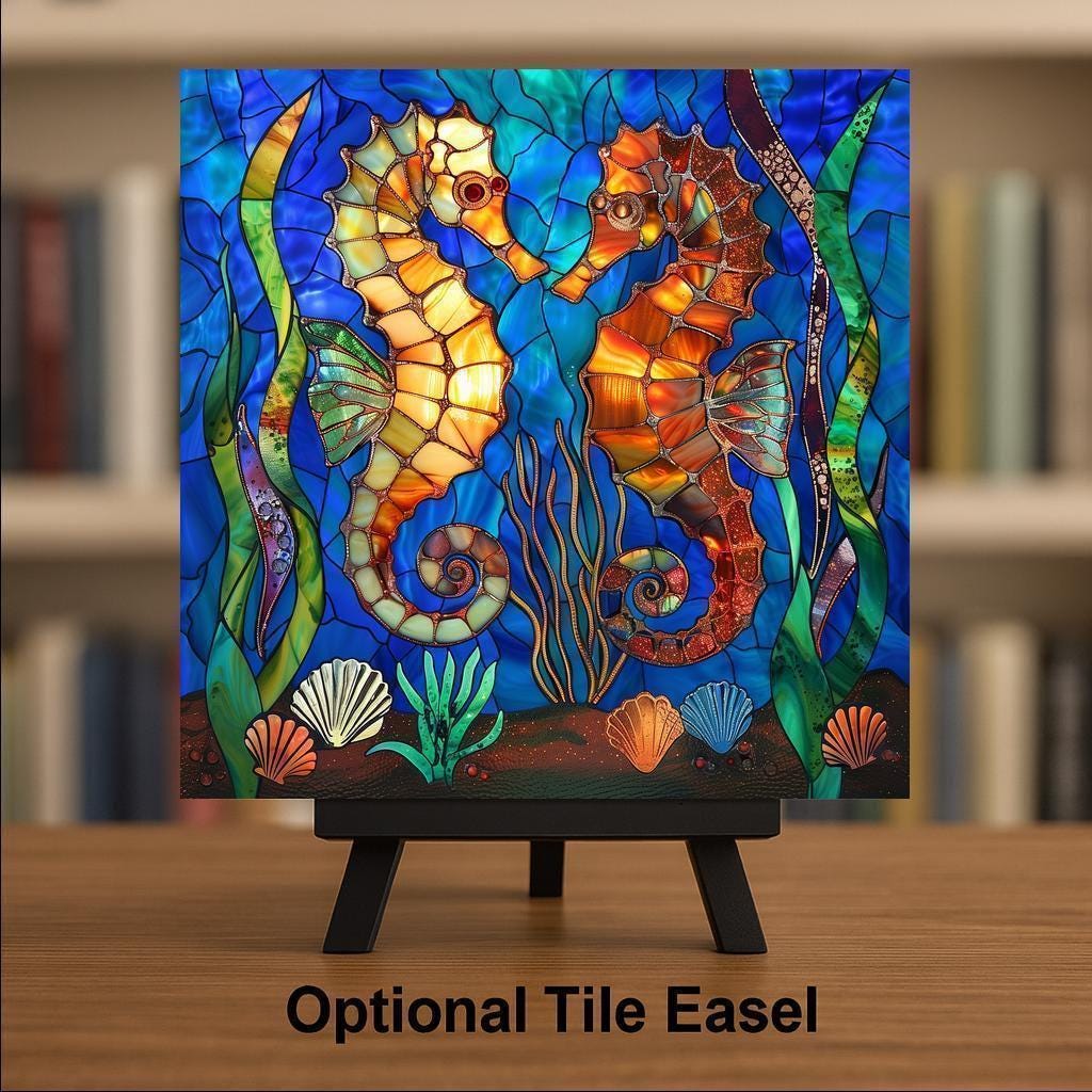 Seahorse Wall Art Ceramic Tile Ocean Coastal Gift Beach House Decor Nautical Art Seahorse Lover Gift Tile