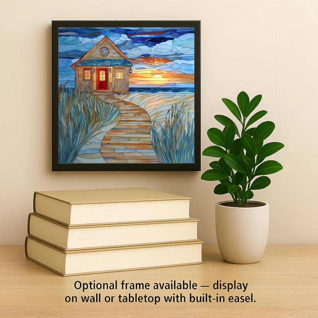 Sunset Beach Cottage Wall Art Ceramic Tile Coastal Ocean Decor Beach House Wall Decor Seaside Summer Gift Accent Tile