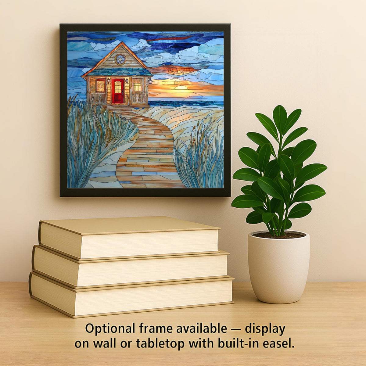 Sunset Beach Cottage Wall Art Ceramic Tile Coastal Ocean Decor Beach House Wall Decor Seaside Summer Gift Accent Tile