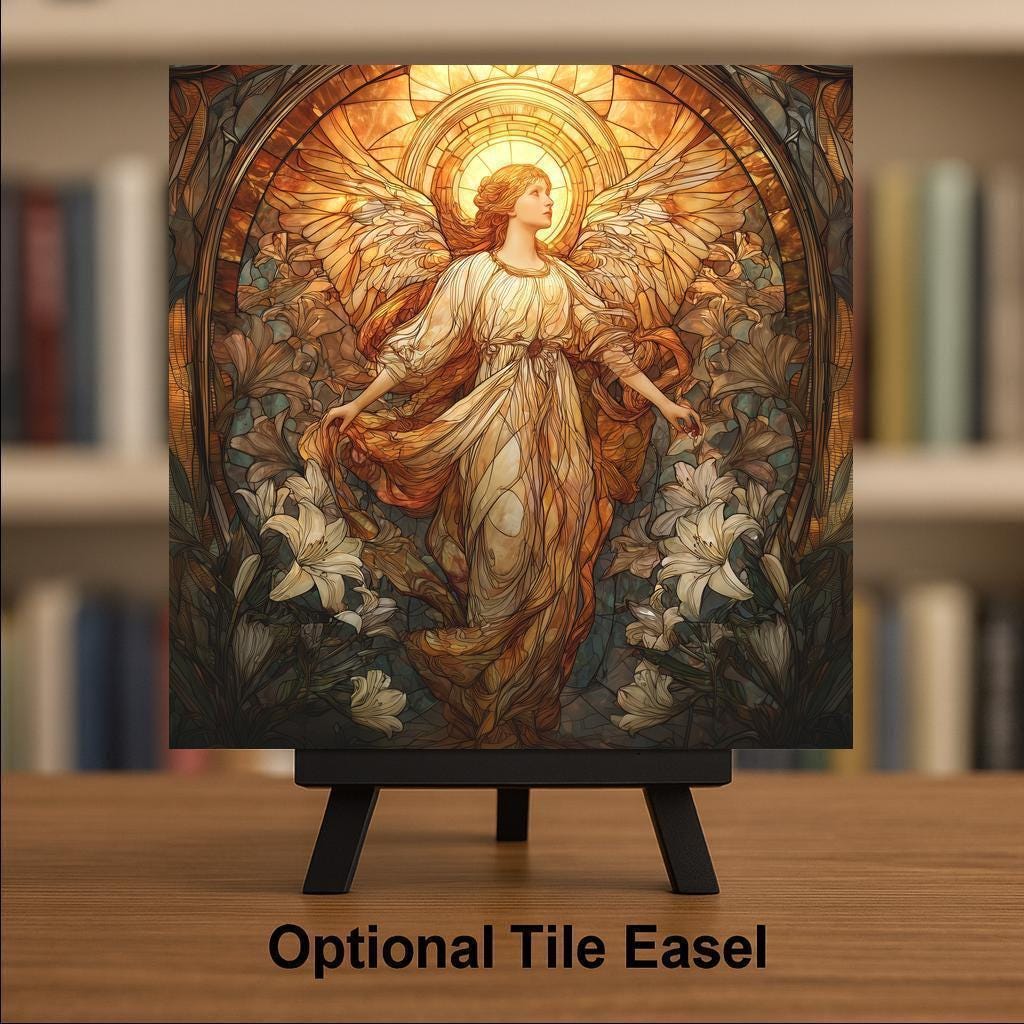 Guardian Angel Wall Art Ceramic Tile Christian Gift Spiritual Decor Angel Memorial Gift Faith Home Tile