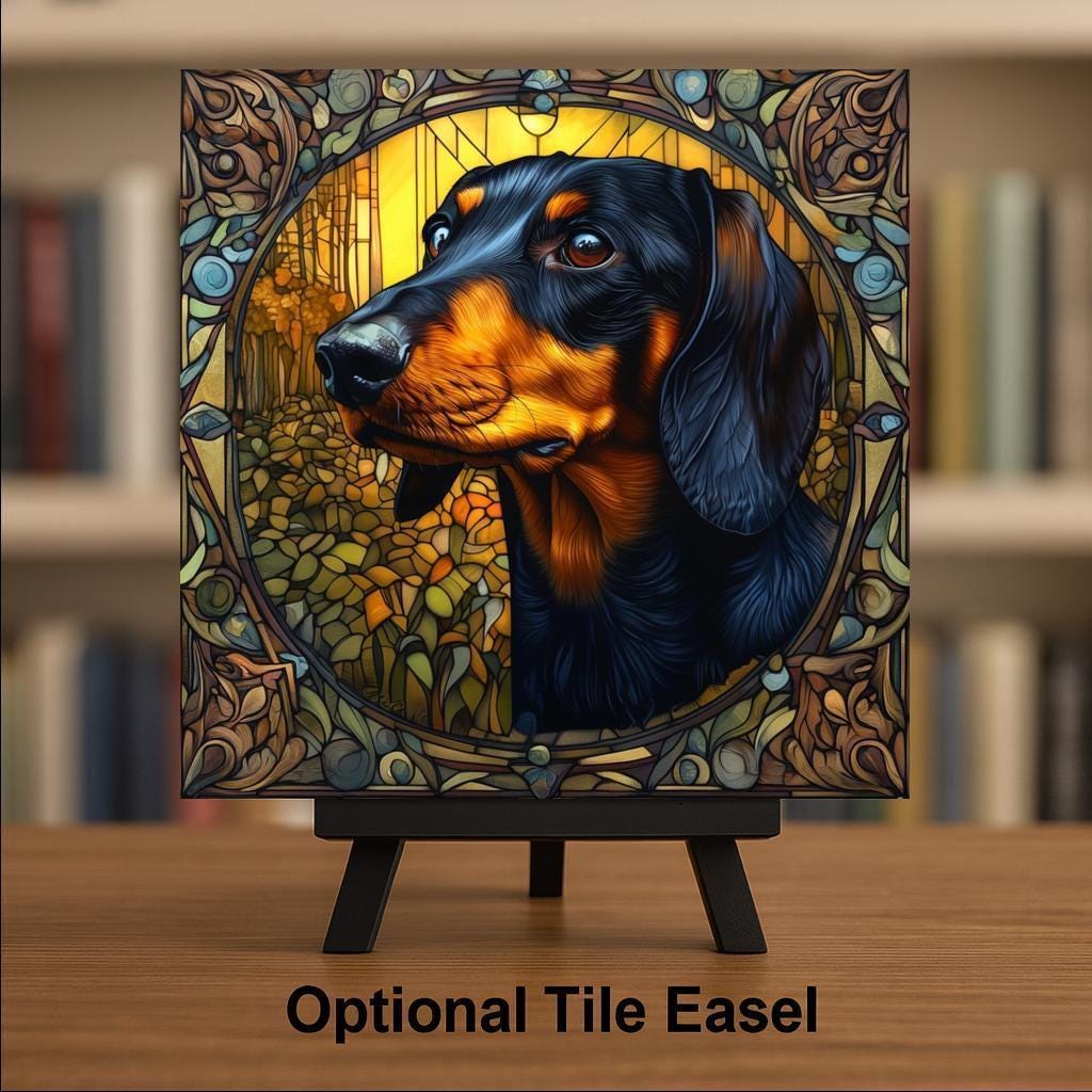 Dachshund Wall Art Ceramic Tile Playful Dog Decor Dachshund Lover Gift Fun Dog Tile