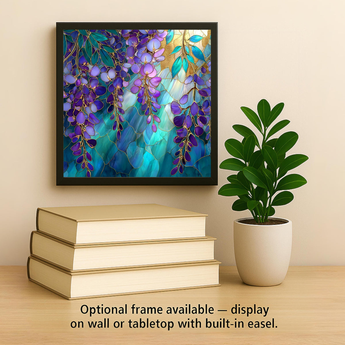 Wisteria Wall Art Ceramic Tile Stained Glass Style William Morris Gift Floral Decor Purple Botanical Nature Art