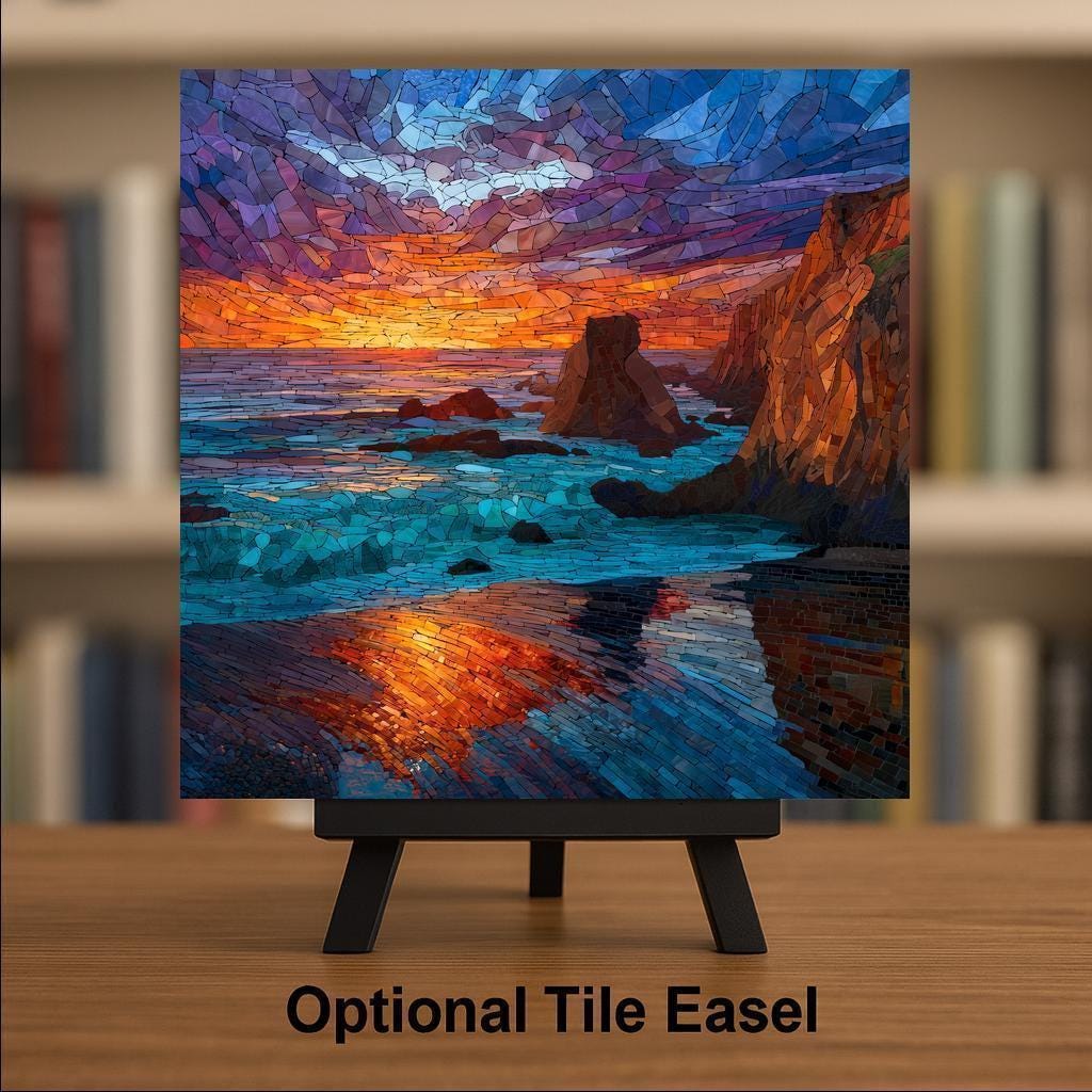 Big Sur Wall Art Ceramic Tile California Coast Gift Sunset Decor Pacific Ocean Art Coastal Lover Gift Tile
