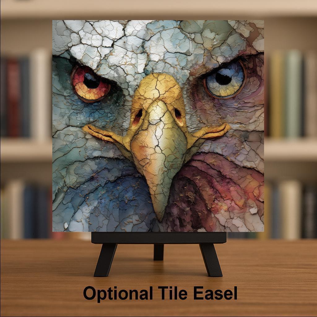 Eagle Wall Art Ceramic Tile Patriotic American Decor Wildlife Wall Decor Bald Eagle Gift Veteran Hunter Gift Accent Tile