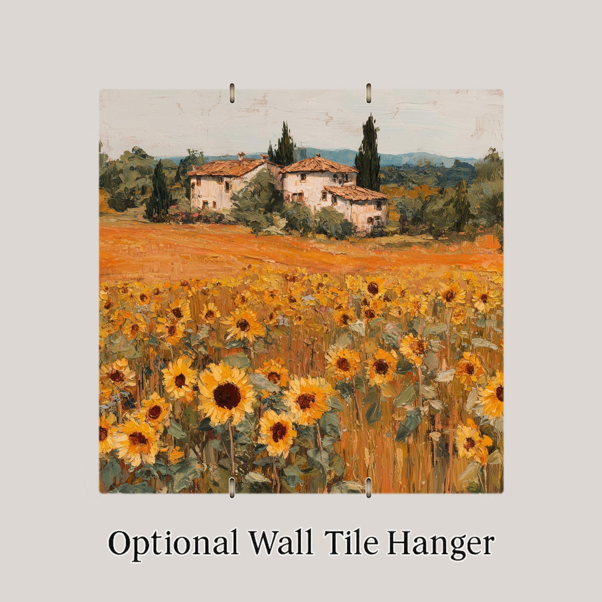 Sunflower Ceramic Tile Art: Tuscan Farmhouse Decor, Rustic Kitchen Wall Art
