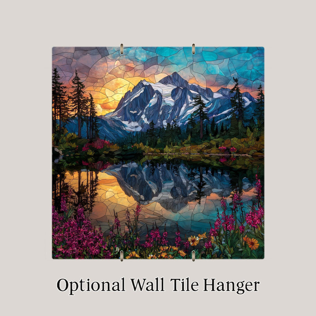 Mt Shuksan Ceramic Art Tile: Cabin Wall Decor Nature Lover Gift Woodland Home Decor Wall Art