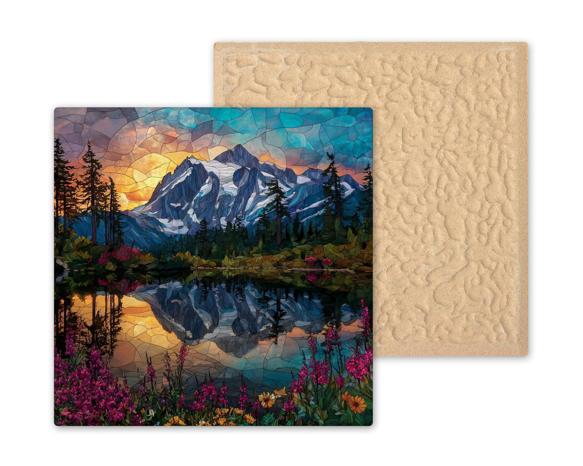 Mt Shuksan Ceramic Art Tile: Cabin Wall Decor Nature Lover Gift Woodland Home Decor Wall Art