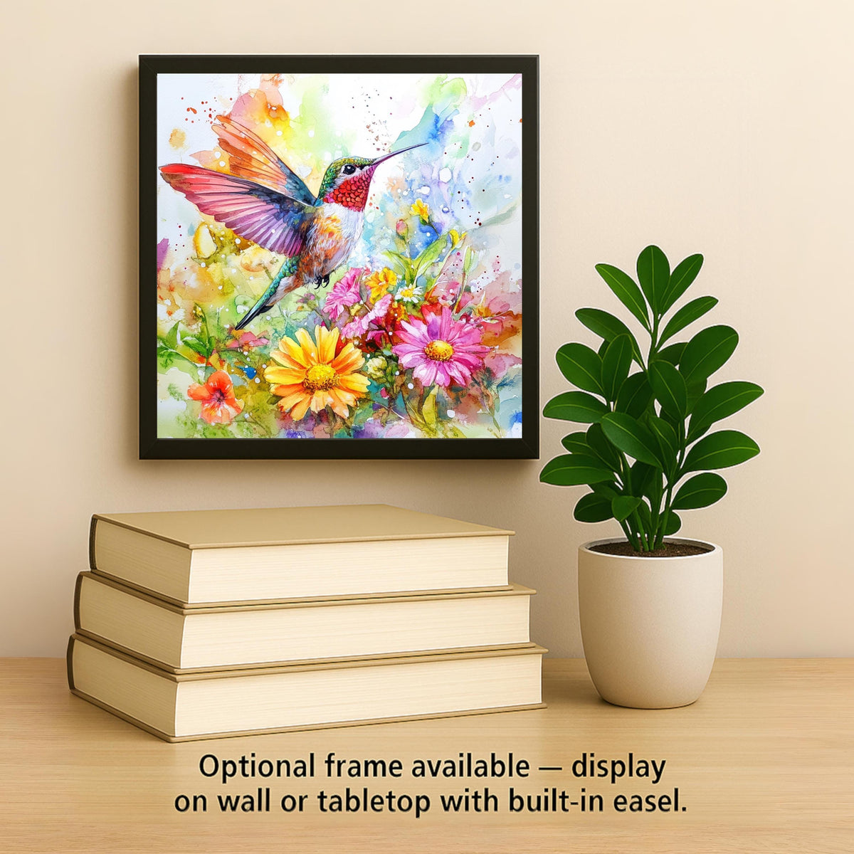 Watercolor Hummingbird Nature Wall Art Ceramic Tile Garden Gift Stained Glass Style Decor Bird Art Nature Lover Gift Tile